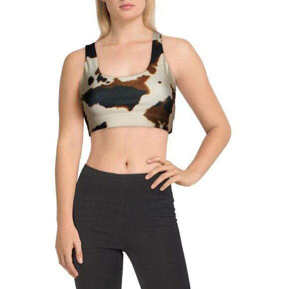 NWT Terez Printed Reversible Racerback Activewear Sports Bra Pinto Size M - Picture 1 of 8